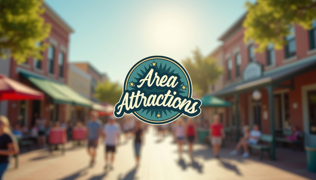 A sign that reads Area Attractions with soft depth of field, in front of a dynamic scene