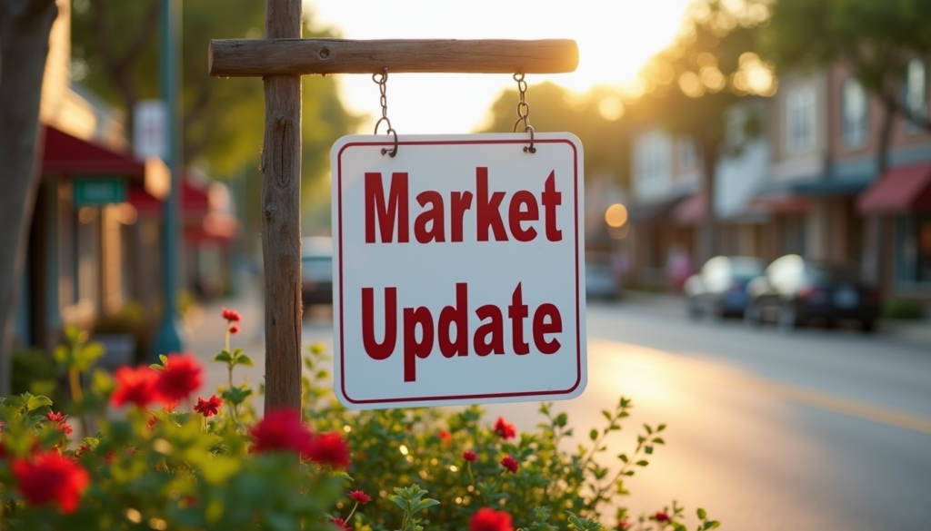 A sign that reads "Market Update"