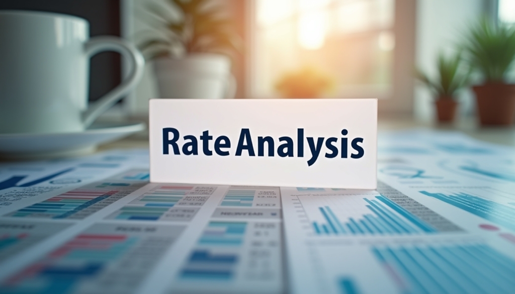 A detached sign that reads "Rate Analysis"