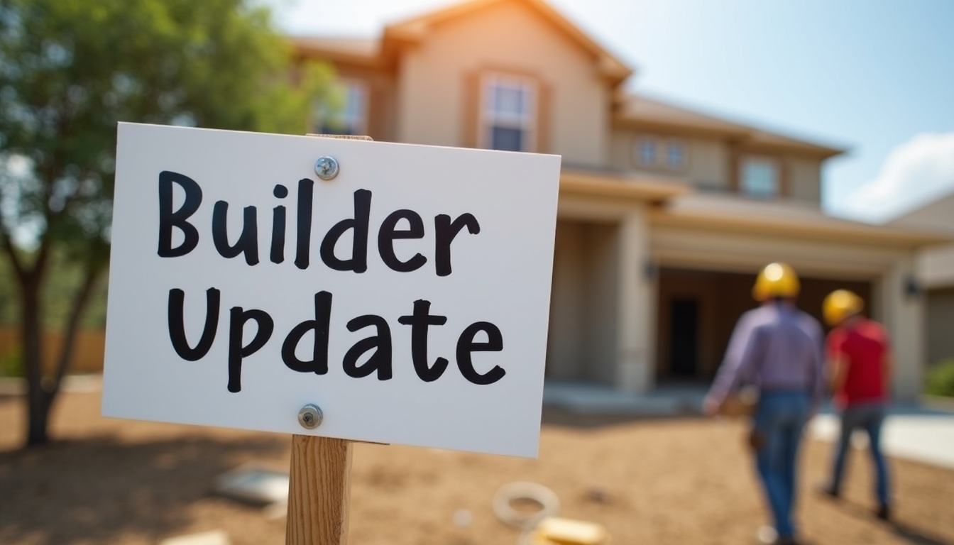 A sign that reads "Builder Update"