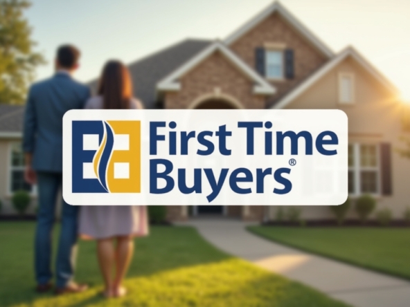 A floating logo for a company named "First Time Buyers"