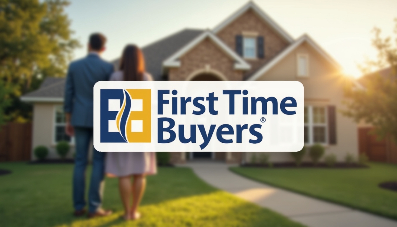 A floating logo for a company named "First Time Buyers"