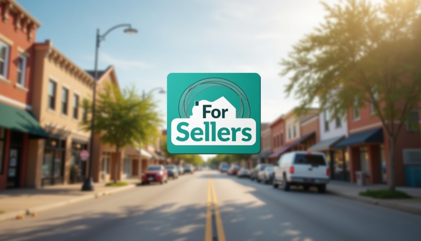 A floating sign named "For Sellers" with soft depth of field