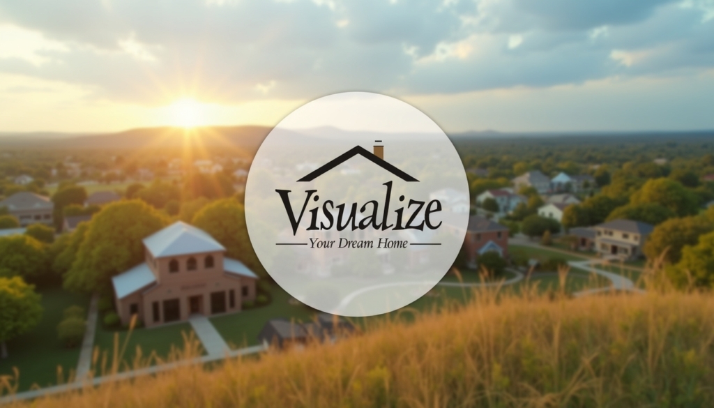 A floating sign named "Visualize Your Dream Home" with soft depth of field