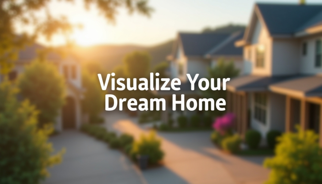 A floating sign named "Visualize Your Dream Home" with soft depth of field