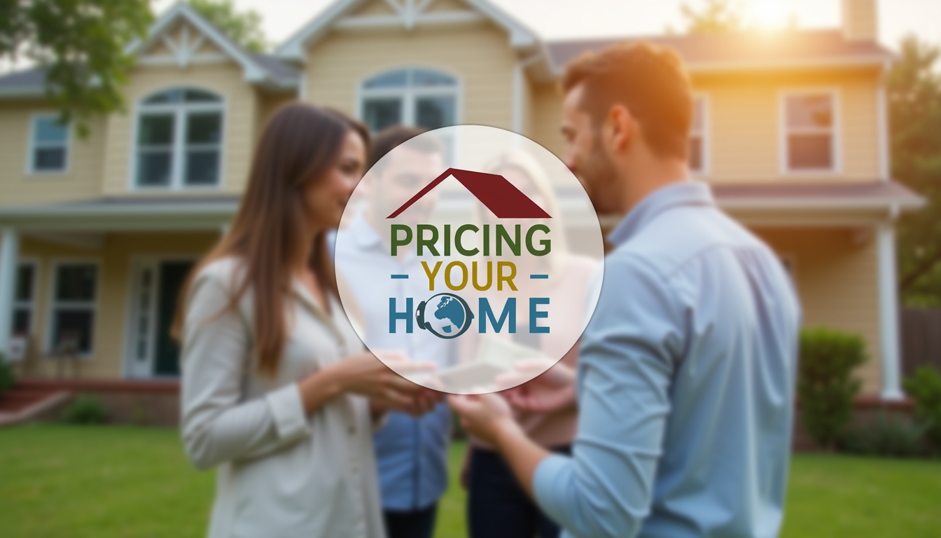 A floating sign named "Pricing Your Home" with soft depth of field