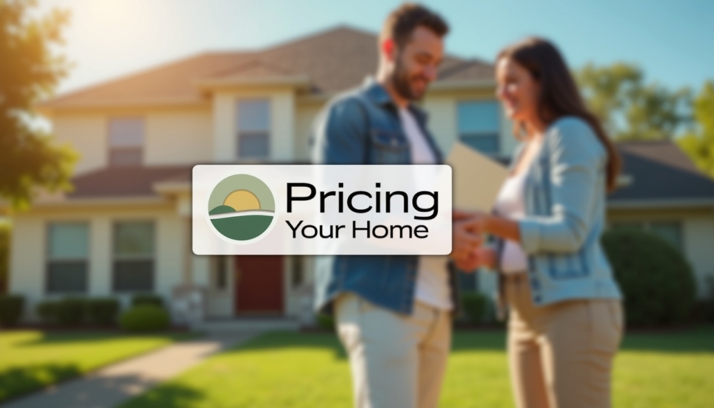 A floating sign named "Pricing Your Home" with soft depth of field